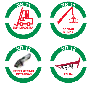 Kit Adesivos Capacete de Segurança – NRs Transporte e Máquinas (NR 11 e NR 12)