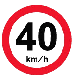 Placa Velocidade Máxima Permitida 40 km/h (R-19)