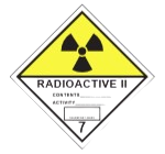 Adesivo de material radioativo categoria 2